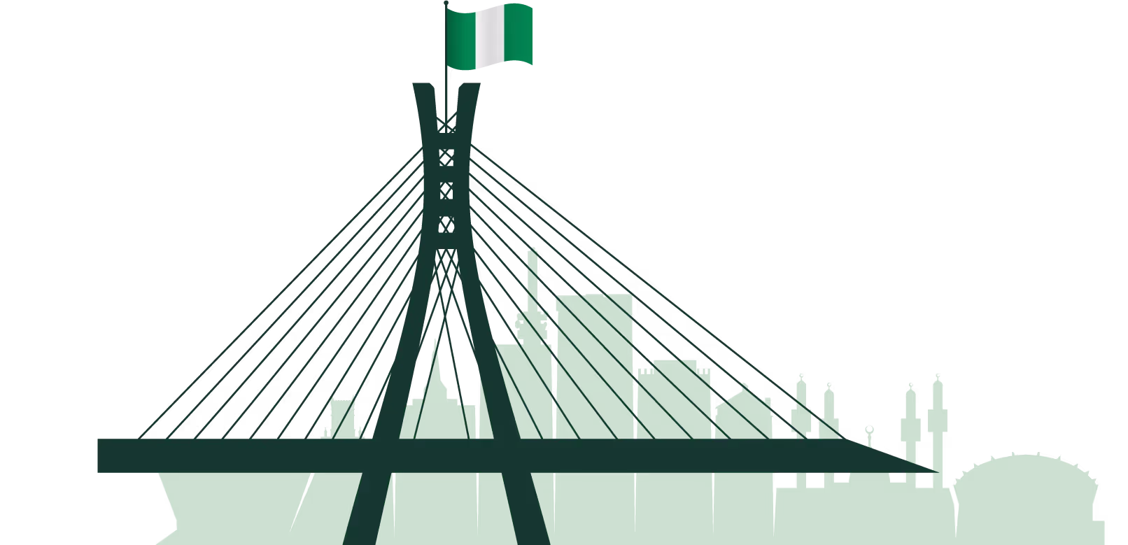Illustrated Lagos bridge and skyline